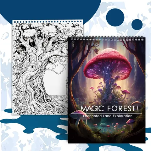 Magic Forest Theme Coloring Book, Fun and Simple Pattern Design, Great Party Gift for Valentine's Day and Other Holidays