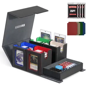 5 in 1 Trading Card Deck Box with Commander Display – Holds 400+ Sleeved Cards, Card Storage Case with Dice Tray & Magnetic Holders for MTG TCG Sports Cards