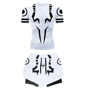 Anime Jujutsu Kaisen Compression Set Fitness Suit for Men Quick Dry 3D Compression Shirt+Gym Shorts Running Workout Sportswear
