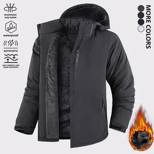 Men's heavy-duty hooded tactical jacket, wool lined thick windproof and waterproof warm jacket, simple and comfortable outdoor leisure jacket, suitable for autumn and winter hiking, camping, daily commuting, wearing jacket, coat, raincoat