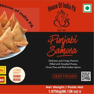 House of India Authentic  Samosas with Traditional Indian Spices, 25 Pieces Snack in Convenient Box Packaging Snack