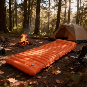4 Inch Extra Thick Self-Inflating Sleeping Pad, Spliceable Outdoor Mat for Camping Hiking Fishing