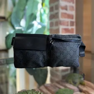 Pre-owned GUCCI denim Belt Bags Black GG Monogram Belt Bag