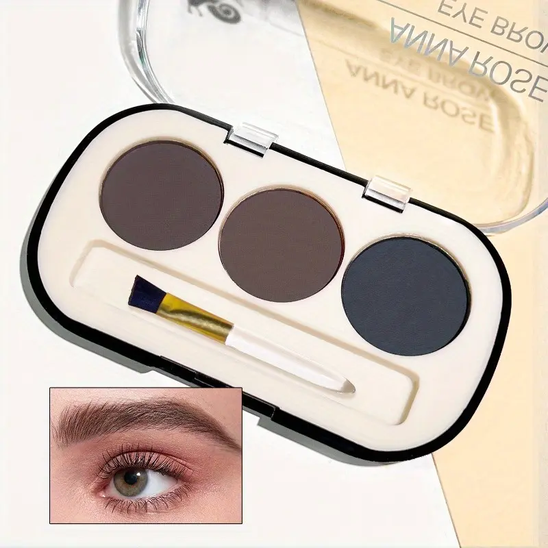 1pc The Three-color Eyebrow Powder Is Matte and Does Not Fly Powder, Waterproof and Sweatproof Eyebrow Powder Palette with Brush - Matte 3-Color Set for Natural 3D Brow Makeup, Easy To Apply, Long-Lasting for Normal Skin Eyebrow Products