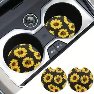 2 pcs sunflower Car Cup Holder Coaster, Cup Holder Insert, Universal Non-Slip Cup Holders, Car Accessories Interior Car cup holder accessories for Women and Man Interior Sets