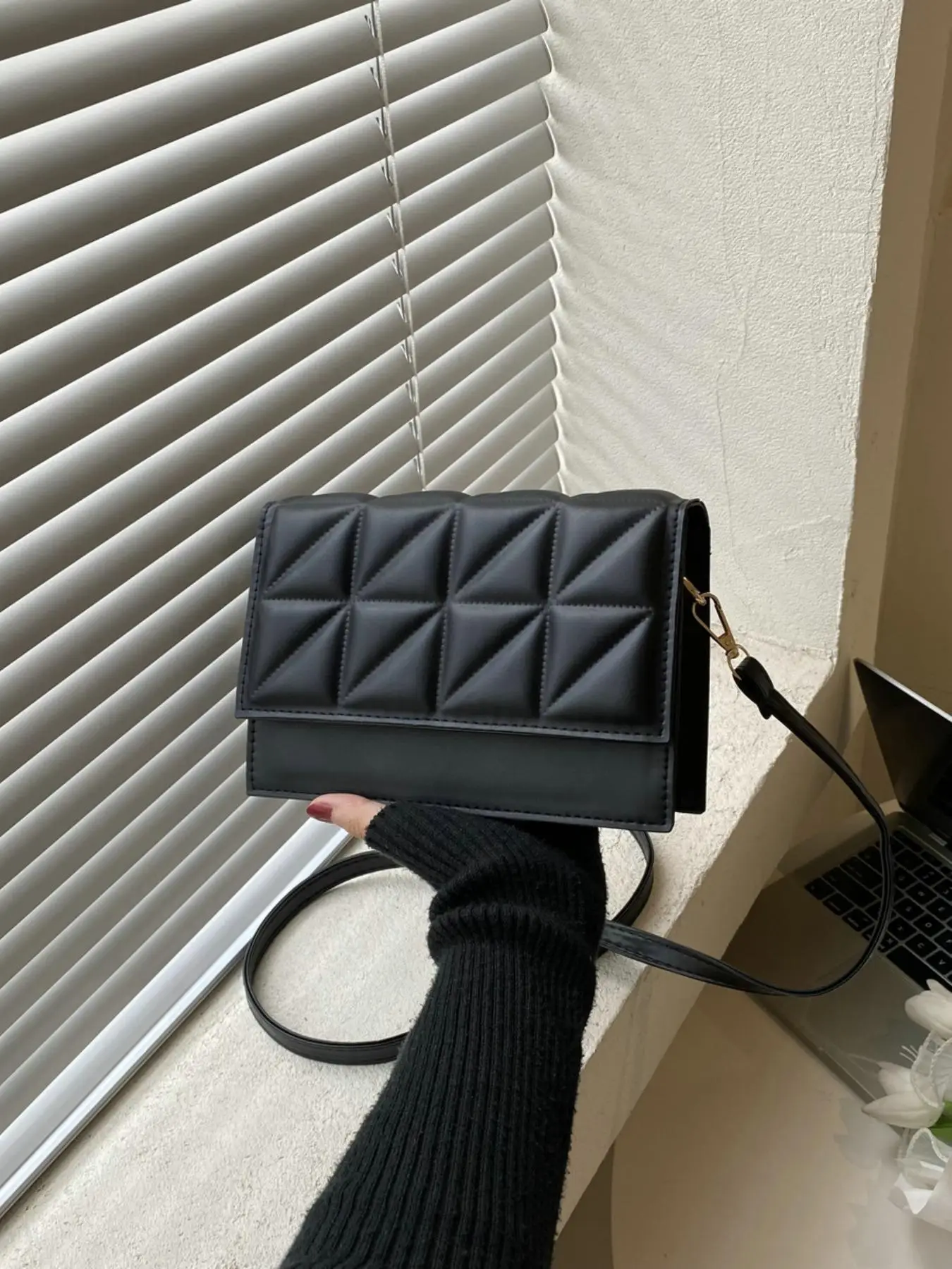 Women's Fashion Solid Color Quilted Flap Square Bag, Elegant Shoulder Bag For Daily Used, All-match Commuter Bag