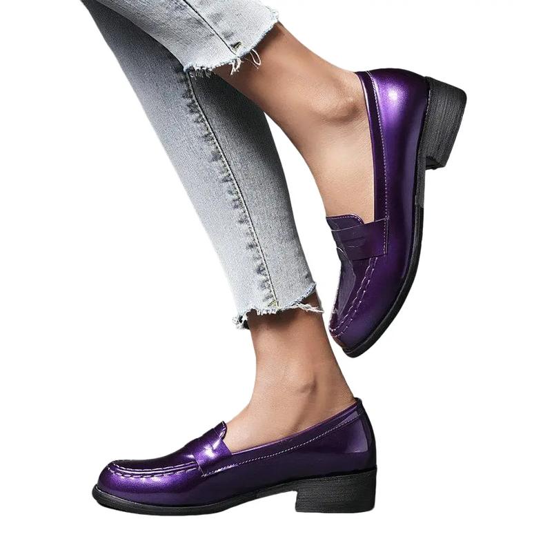 Women's Chunky Heel Platform Mary JanesCoquette Aesthetic Round Toe Pumps in PatentLeather for Casual Wear Solid color Simply wear Oxford shoes  Loafers Footwear Girl