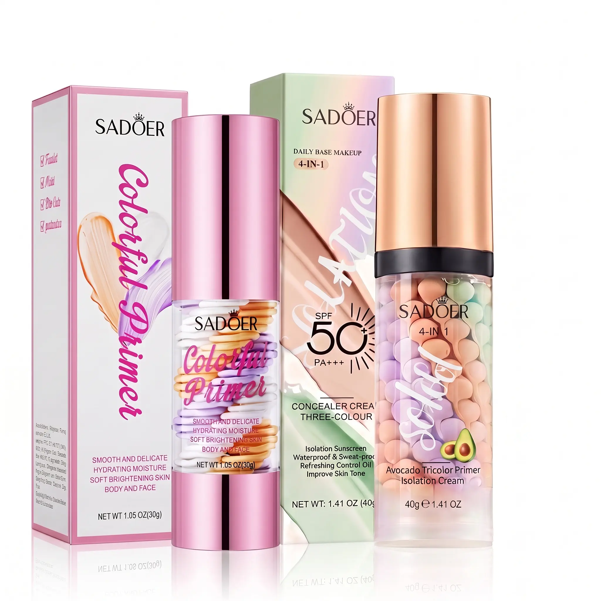 3 In 1 Face Primer, Transparent makeup base, hydrating andsmoothing, evens skin tone, blurring effect, sheer naturalfinish