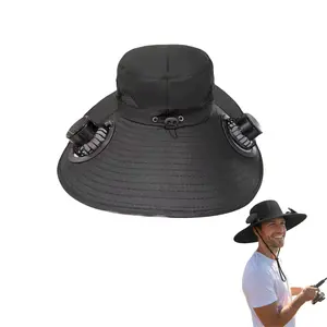 Solar Cooling Fan Hat for Men Women | Wide Brim UV Protection Sun Hat with Dual Solar Fans | Breathable Adjustable Outdoor Hat for Fishing Camping Hiking Beach