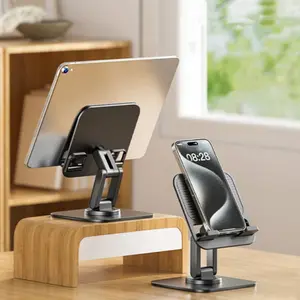 Large Tablet Cell Phone Stand, Mechanical Sound Foldable Adjustable Desktop Tablet Phone Holder Cradle Dock 360° Rotatable Fits for iPad Pro 11 / 10.5 / 9.7 iPad Mini 4/3/2/1 iPad Air 5/4/3/2 iPhone Samsung Galaxy Accessories Smartphone Cellphone Mount