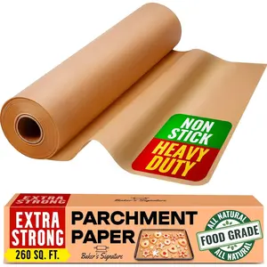 260 Sq.Ft Unbleached Parchment Paper for Baking - Roll with Cutter, Heavy Duty Non-Stick Brown Parchment for Baking, Cooking, Grilling, Steaming and Air Fryer, 15in x 210ft