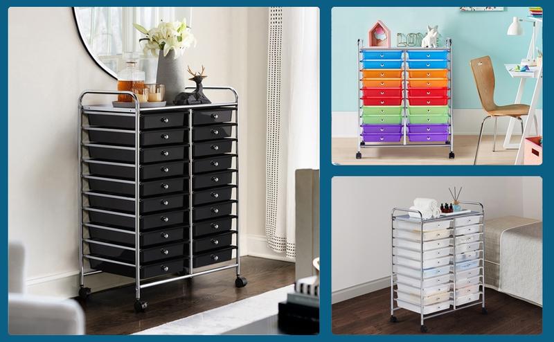 【Heavy Duty】Yaheetech Multiple Drawers Rolling Storage Cart, Multipurpose Organizer Rolling Utility Cart, Easy Assembly Effortless for Mobility Office/Home/School/Beauty Salon Use