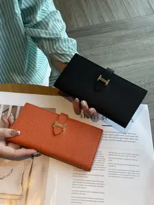 Women's Long Wallet Genuine Leather Multifunctional Foldable High-End Phone Holder Purse, Stylish Ladies' Accessory