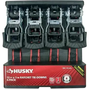 12 ft. x 1 in. Ratchet Tie-Down Straps with S-Hook (4-Pack) 12 ft. x 1 in. Ratchet Tie-Down Straps with S-Hook (4-Pack)