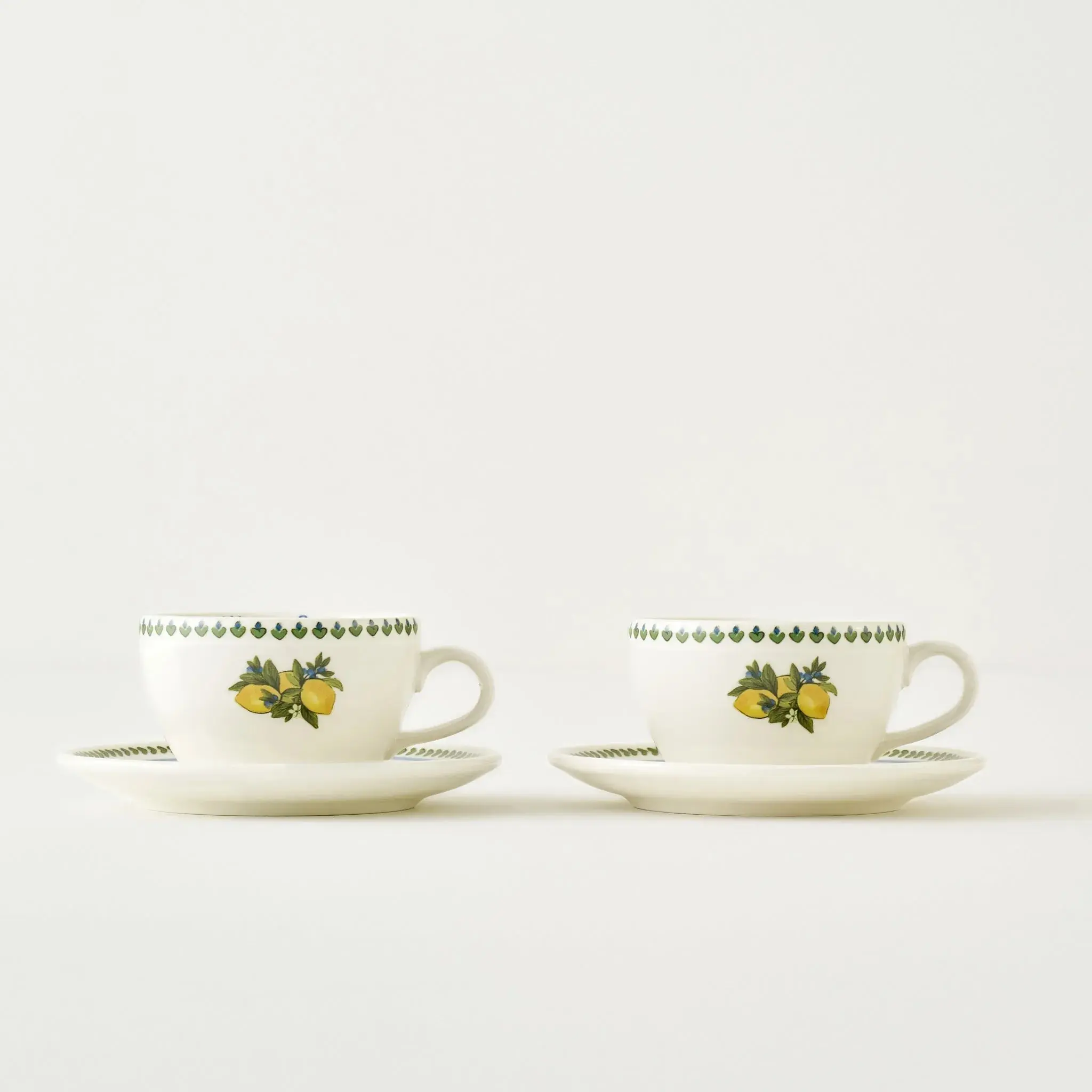100% Porcelain Cup & Saucer Set (2-Piece, 9 fl oz) - Lemoncello Themed Kitchenware Drinkware, Hand Wash Recommended