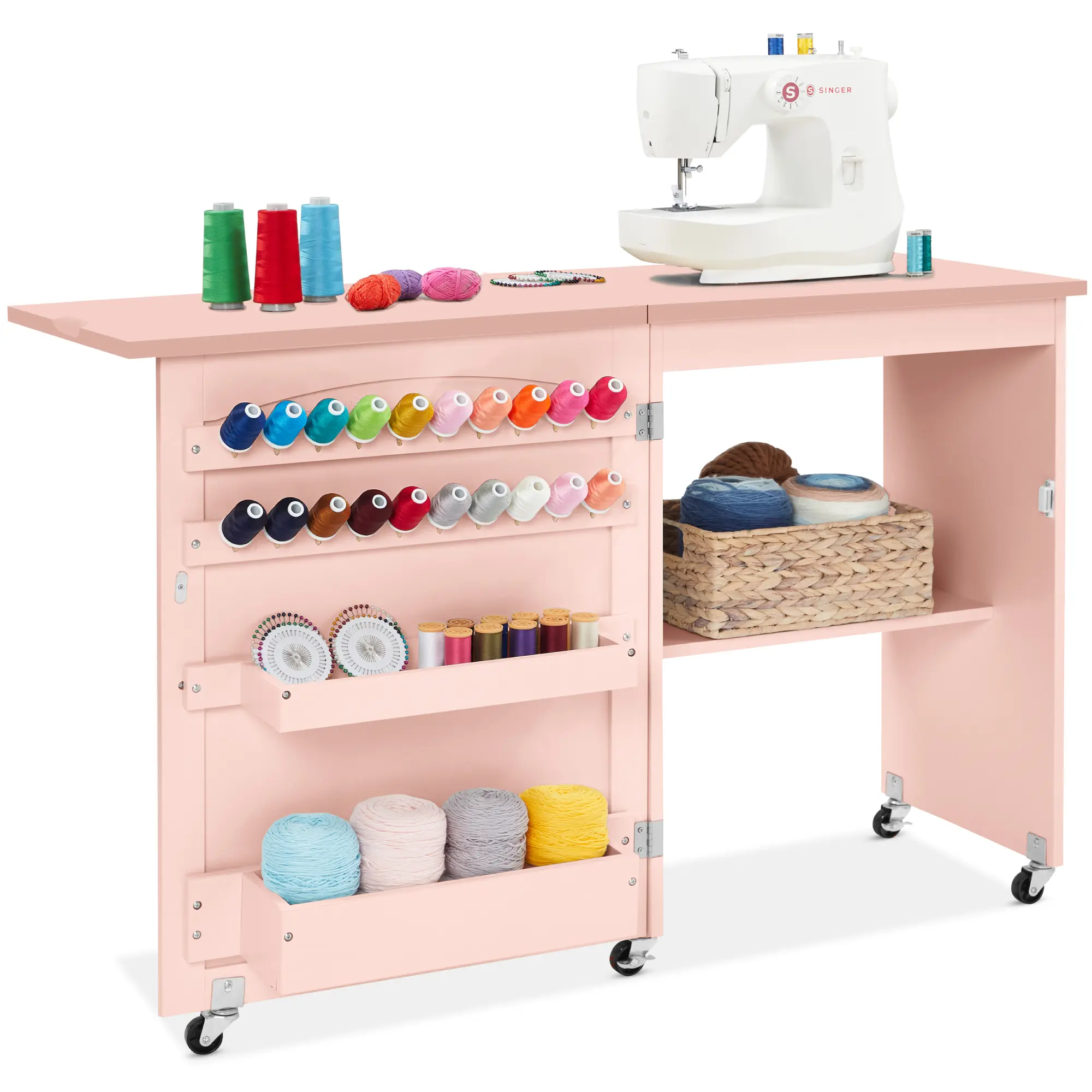 Best Choice Products Sewing Machine Table & Desk w/ Craft Storage and Trays