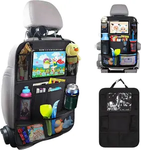 Car Organizer Back Seat with 9 Storage Pockets & 10″ Tablet Holder, 1Pack Seat Back Cover for Kids Toddlers, Kick Mats Protector, Keep Cars Vehicles Organized & Tidy, Travel Accessories