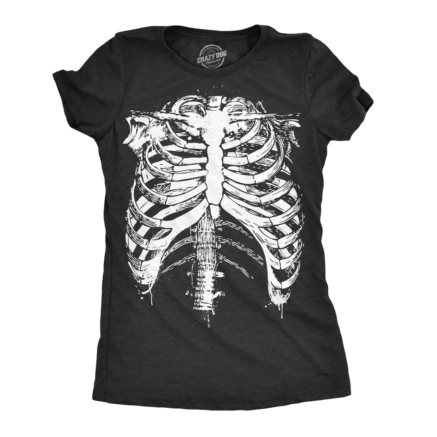 Womens Splattered Rib Cage T Shirt Cool Skeleton Halloween Costume Tee for Ladies Funny Womens T Shirts Cute Vintage Graphic Tee Halloween Costume Tops for Women Women's Novelty Tees Black -