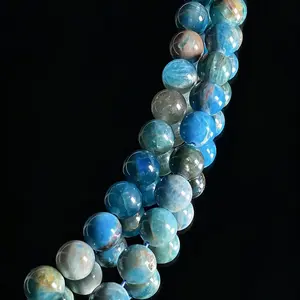 10mm Rare Blue Apatite Gemstone Beads-High Quality Round Loose Beads for Jewelry Design, Unique Blue Stone Beads Strand