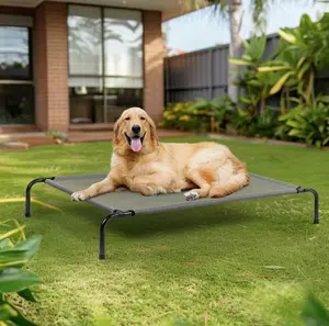 Raised Tough Dog Beds, Pet Cooling Bed Elevated Pet Cot with Chew-Proof, Washable, Breathable Mesh and Metal Frame, Portable Dog Cot Bed with Non-Slip Feet for Outdoor or Indoor Use