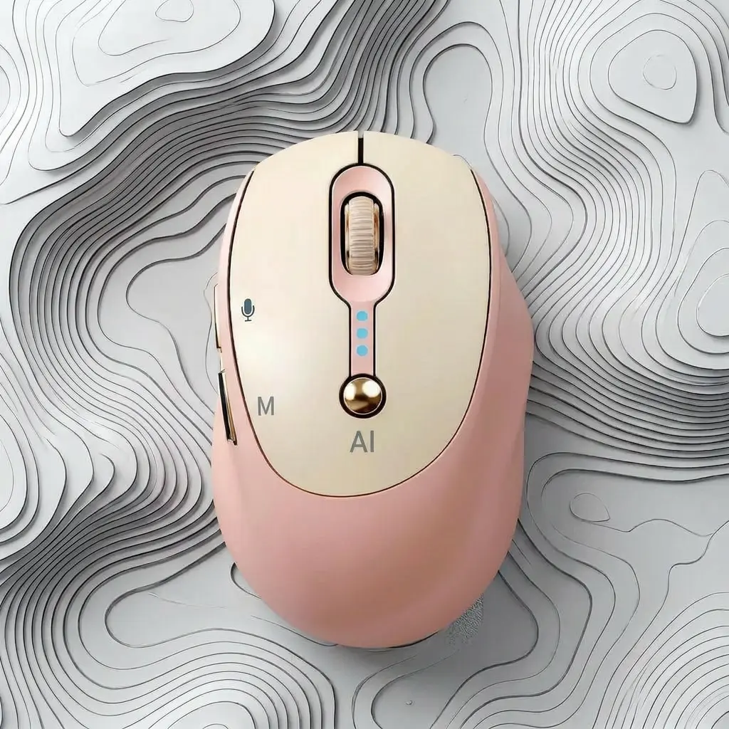 Nexus Tech M7 AI Smart Wireless Mouse, Voice to Text, AI Productivity Tools, Bluetooth & 2.4G Rechargeable Silent Mouse for Work, Study, Home Office, Pink