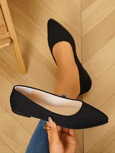 Women's Fashionable Solid Color Pointed Toe Flat Shoes, Casual Comfortable Slip on Shoes for Daily Wear, All-match Commuter Shoes for Work & Daily Wear, Casual Flats