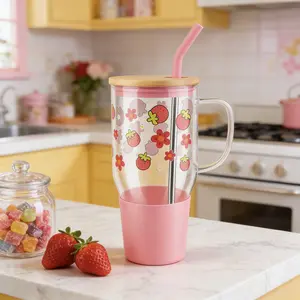 Glug Tumbler Valentine's Day with Handle - Aesthetic 40oz Glass Cup with Lid & Straw for Lady, Reusable Water Bottle & Stylish Holiday Mug, Premium Drinkware Perfect 2026 Spring President's Day Gift Girls for Women