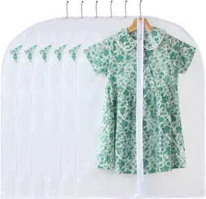 6 PCs All Clear Garment Bag, garment cover,garment bag,clothes cover,Plastic Dustproof Suit Bag, Coat Protector Zippered Garment Covers for Closet Storage and Travel - 24'' x 40''/6 PackGarment Bags for Hanging Clothes