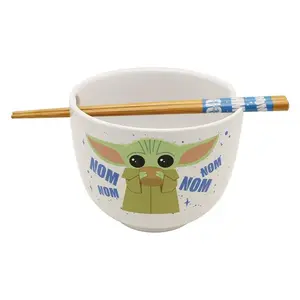 Star Wars: The Mandalorian Grogu "Nom Nom" 20-Ounce Ramen Bowl With Chopsticks