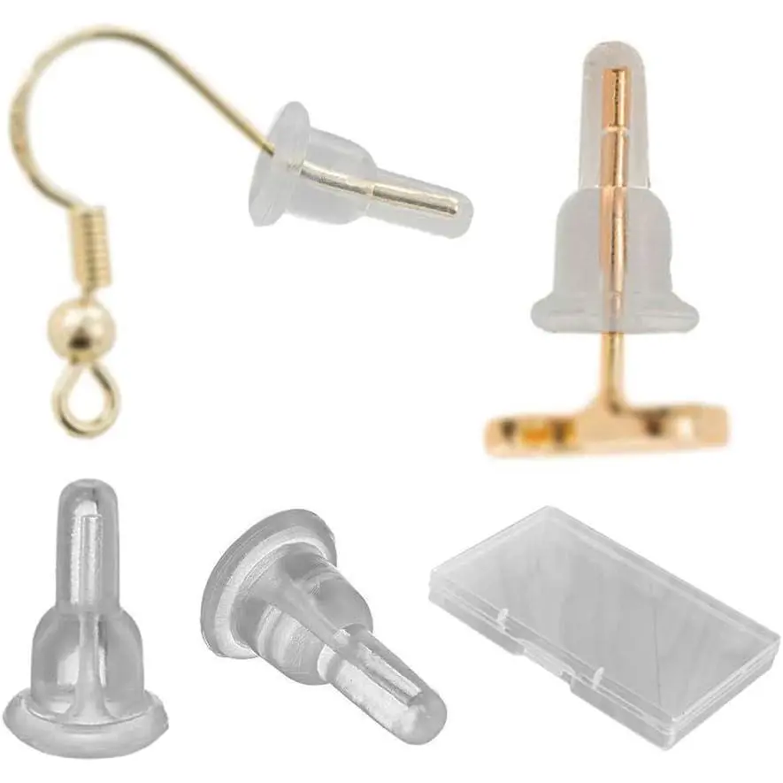Clear  Earring Backs - 150 count / 75 Pairs  Secure Push- Earring Stoppers for Stud Earrings, 10x6mm Full-Cover Studs Dust-Proof...
