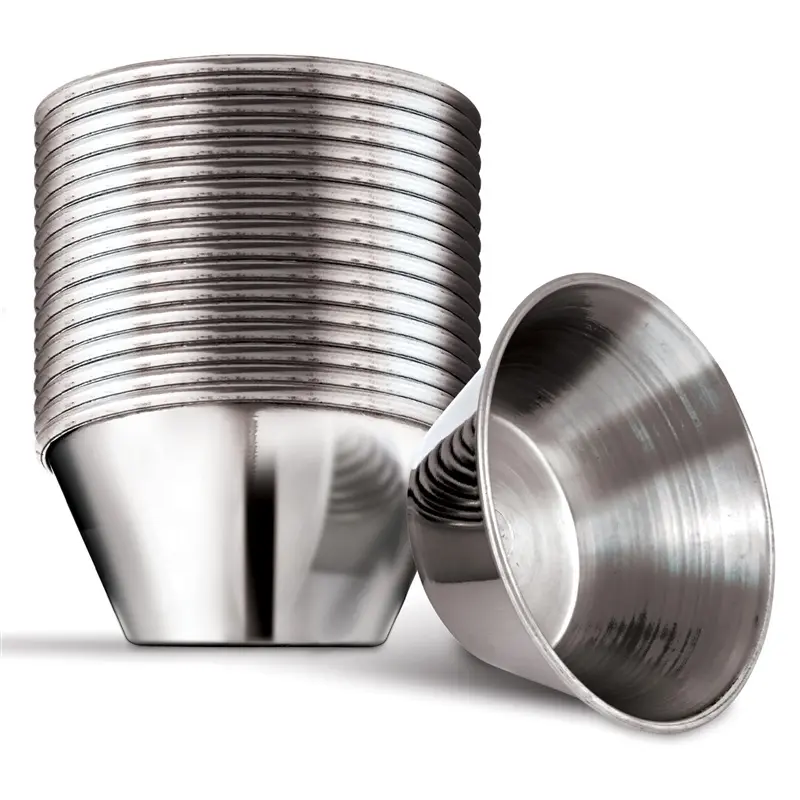 1.5 oz Stainless Steel Condiment Cups (12 Pack), Individual Portion Dipping Sauce Cups, Small Metal Ramekins for Ketchup, Marinara, BBQ Sauce, and More! Reusable Condiment Cups for Restaurants