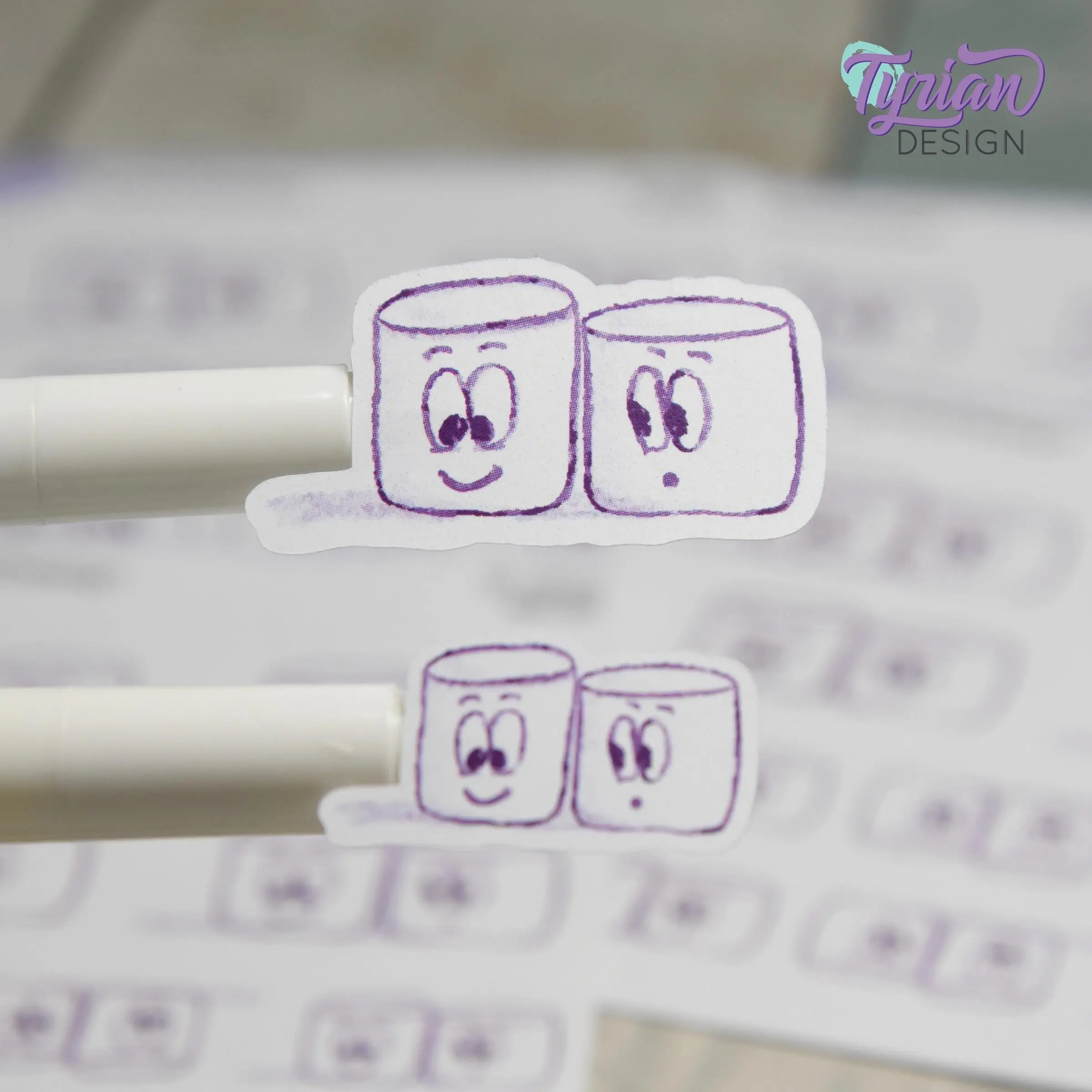 BFF Friends Stickers | Sketchy Mellows Stickers | 10 Stickers | 2 sizes | 3.5 x  4.5" Sheet | White or Clear Matte | Marshmallow stickers