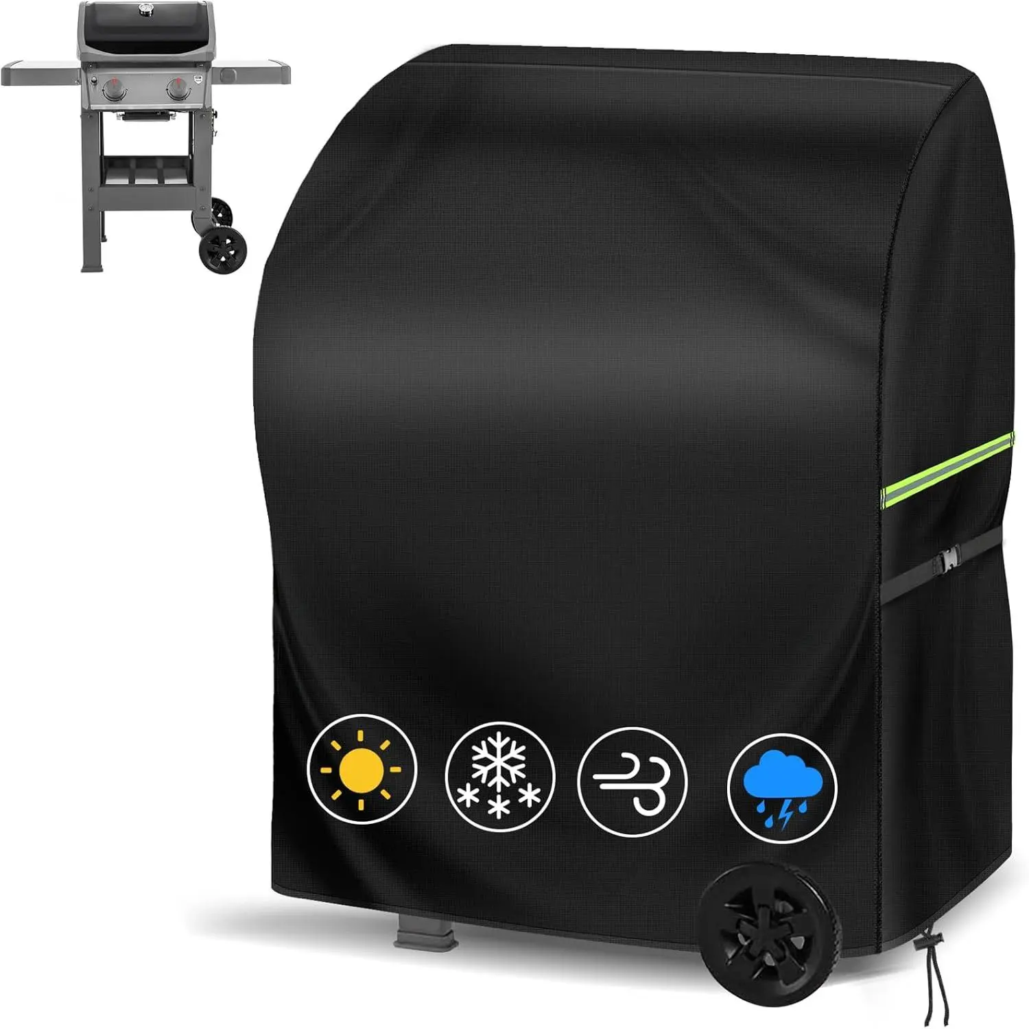 Grill Cover for Outdoor Grill 30 Inch -  420D Oxford BBQ Covers for Outside with Windproof Buckles & Bottom Drawcord Black