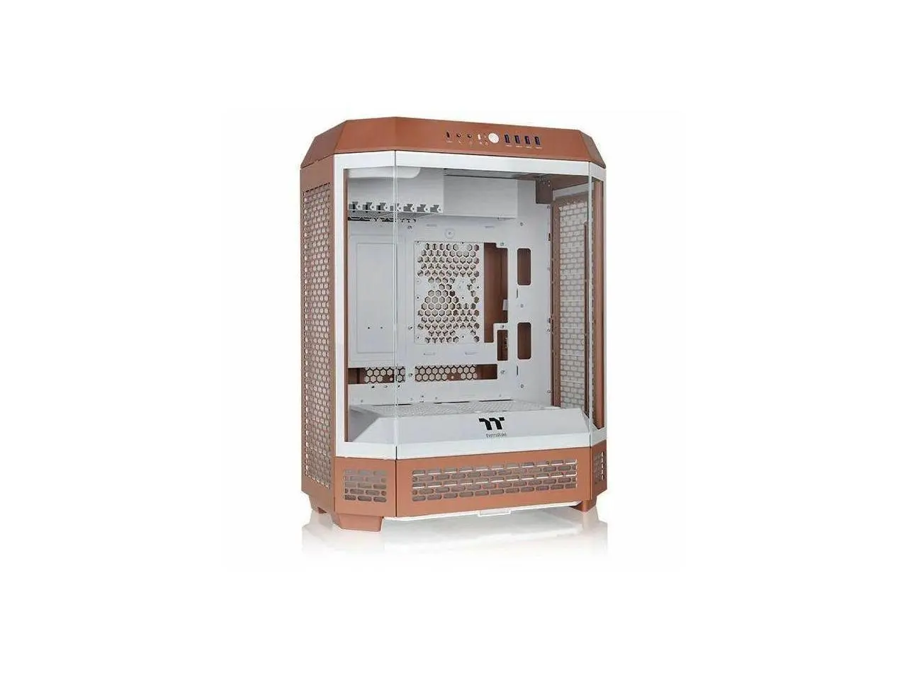 Thermaltake Tower 600 Mid Tower; 2x140mm CT Fans Included; 420mm Radiator Support; 400mm GPU Clearance; Hidden Connector Support; Rotatable PCIe Slots; Mocha Mousse; CA-1Z1-00MUWN-00