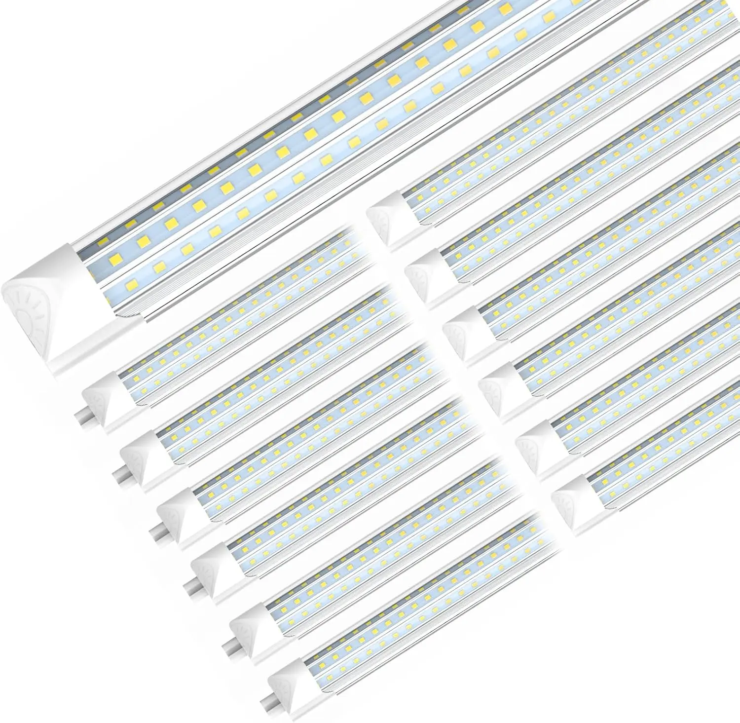 12-Pack ETL-Certified 8FT D-Shape Linkable T8 LED Shop Light Fixtures, 90W 11700LM 6000K Cool White LED Tube Lights for Garage