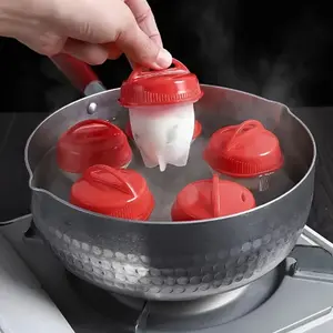 6 Counts Egg Poachers, Multi-Ply Non-Stick Silicone Egg Cookers, Easy Steam & Boil Kitchen Gadget for Perfect Poached Eggs
