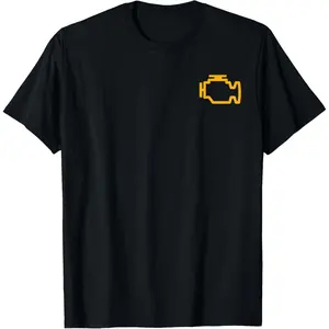 Pure Cotton Check Engine Light T-Shirt classic Fabric Menswear