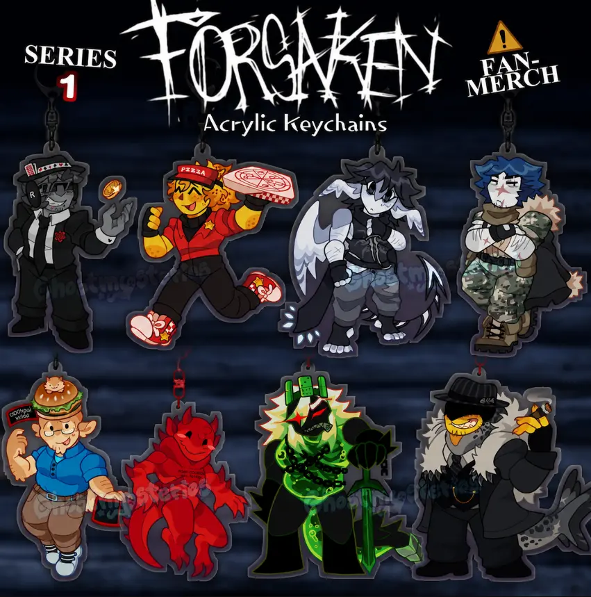 Forsaken Series 1 Acrylic Keychain Collection, 8-Piece Cartoon Character Charm Set, Fan-Inspired Backpack and Bag Accessories