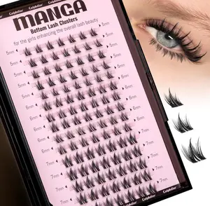 calphdiar Bottom Lash Clusters Fairy Eyelash Extension Bottom Lashes Clusters 5-7mm Natural Bottom Eyelashes DIY Manga Lower Cluster Lashes Extensions Wispy Bottom Individual Lashes