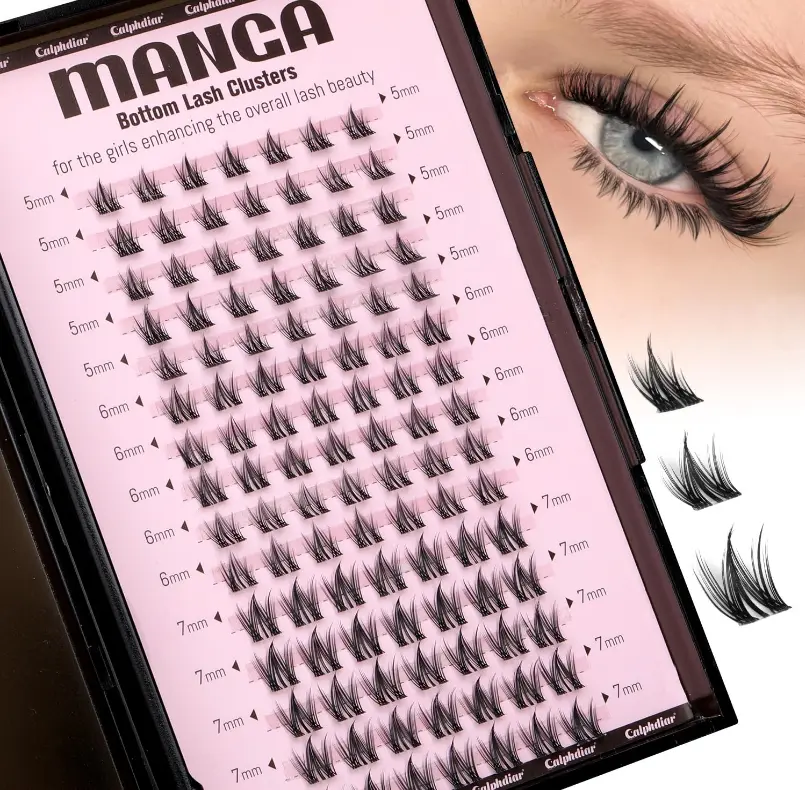 calphdiar Bottom Lash Clusters Fairy Eyelash Extension Bottom Lashes Clusters 5-7mm Natural Bottom Eyelashes DIY Manga Lower Cluster Lashes Extensions Wispy Bottom Individual Lashes