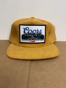 Yellow Corduroy Hat with Scenic Patch – Soft Vintage Style for Cool Weather