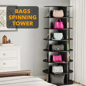 7-Tier Spinning Rotating Shoe Rack Organizer, Shoe Display Tower Lazy Susan, Revolving Shoes Rack StorageOrganization, 360 Vertical Bags Holder Rotate Organizer
