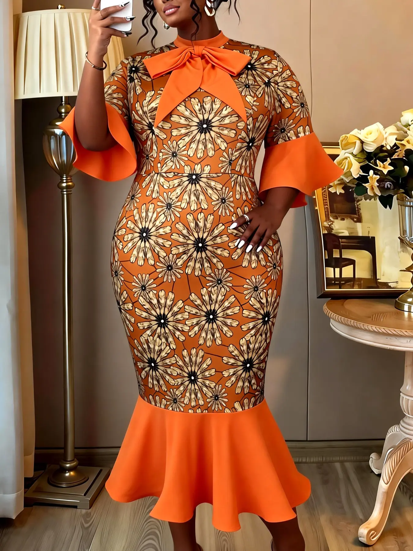 chinese dress ladies Symina Women's Long Sleeve Maxi Dress Church Cocktail African Formal Fall  Dresses Plus Size Wedding Guest Dress Black at Amazon Women's Clothing store main image 1