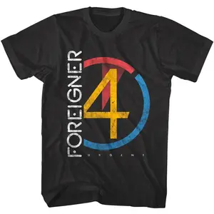 Foreigner Men's T-Shirt Urgent Song 4 Album Distressed Graphic Tee Funk Rock Band Merch Pop Concert Vintage Shirt