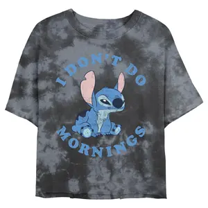 Junior's Women Lilo & Stitch I Don't Do Mornings Stitch Crop T-Shirt Junior's Women Lilo & Stitch I Don't Do Mornings Stitch Crop T-Shirt