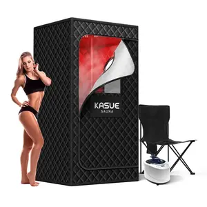 KASUE Multi-Layer Infrared Sauna Box - 1Set Full Body Portable Steam Sauna with All Accessories, Home Gym Outdoor Spa Detox Relaxation Black