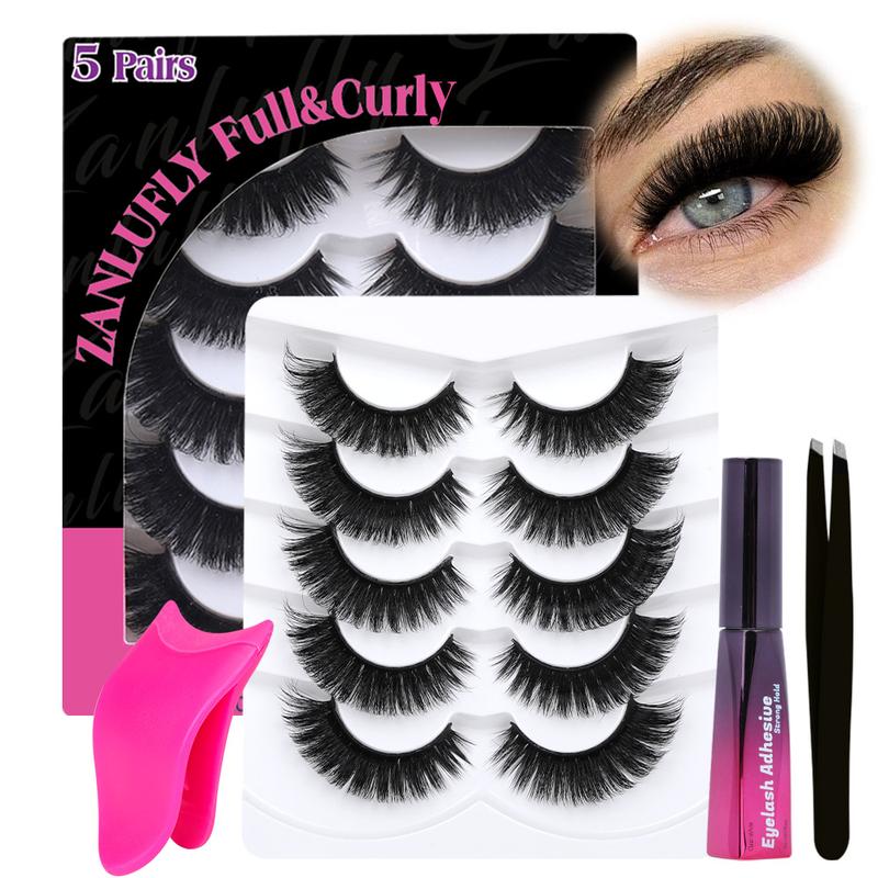 zanlufly Strip Lashes Kit D Curly Lashes Mega Volume Like Eyelash ...