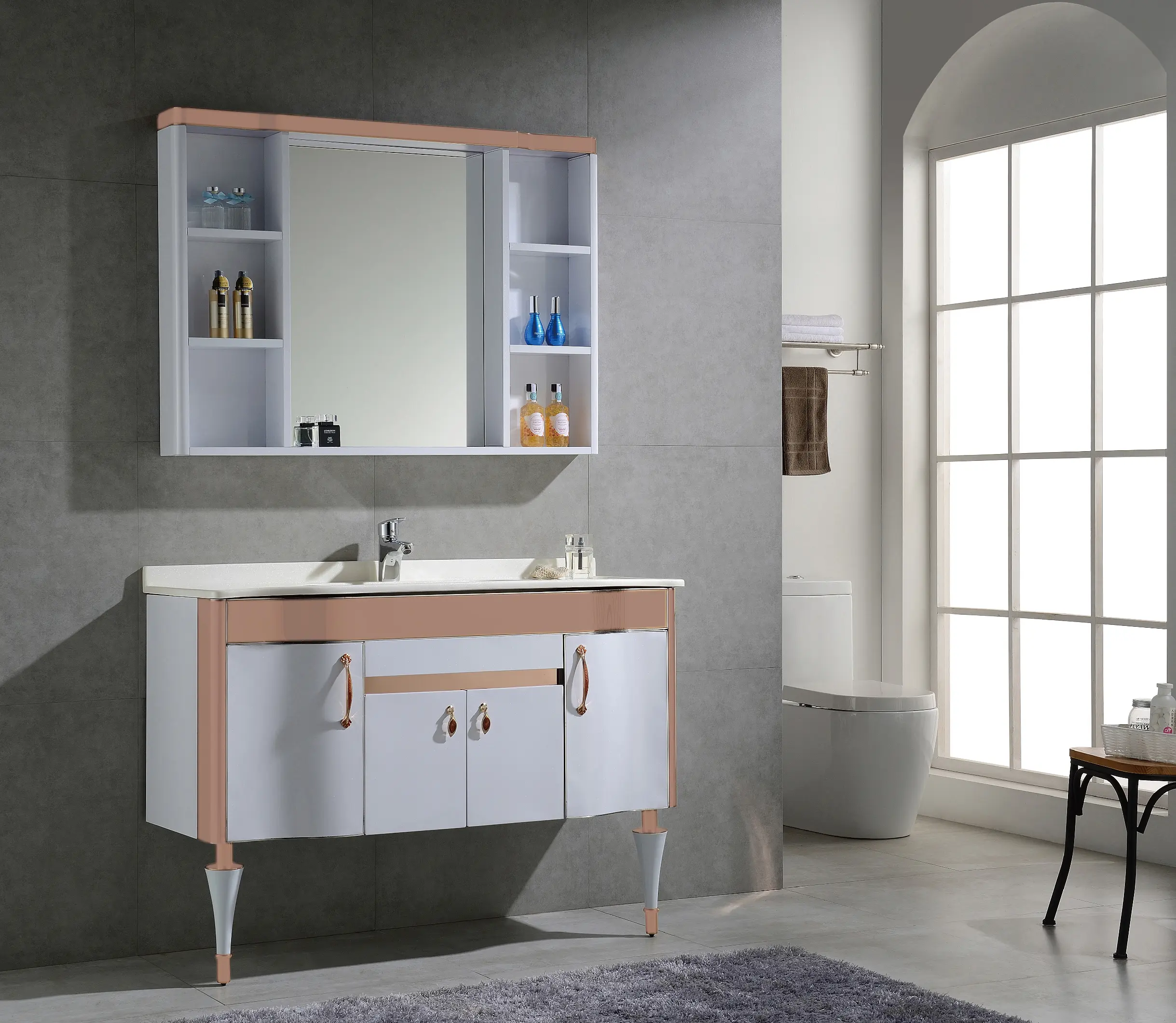 Luxury Marble Bathroom Vanity — Gold & White | Handmade Designer Piece