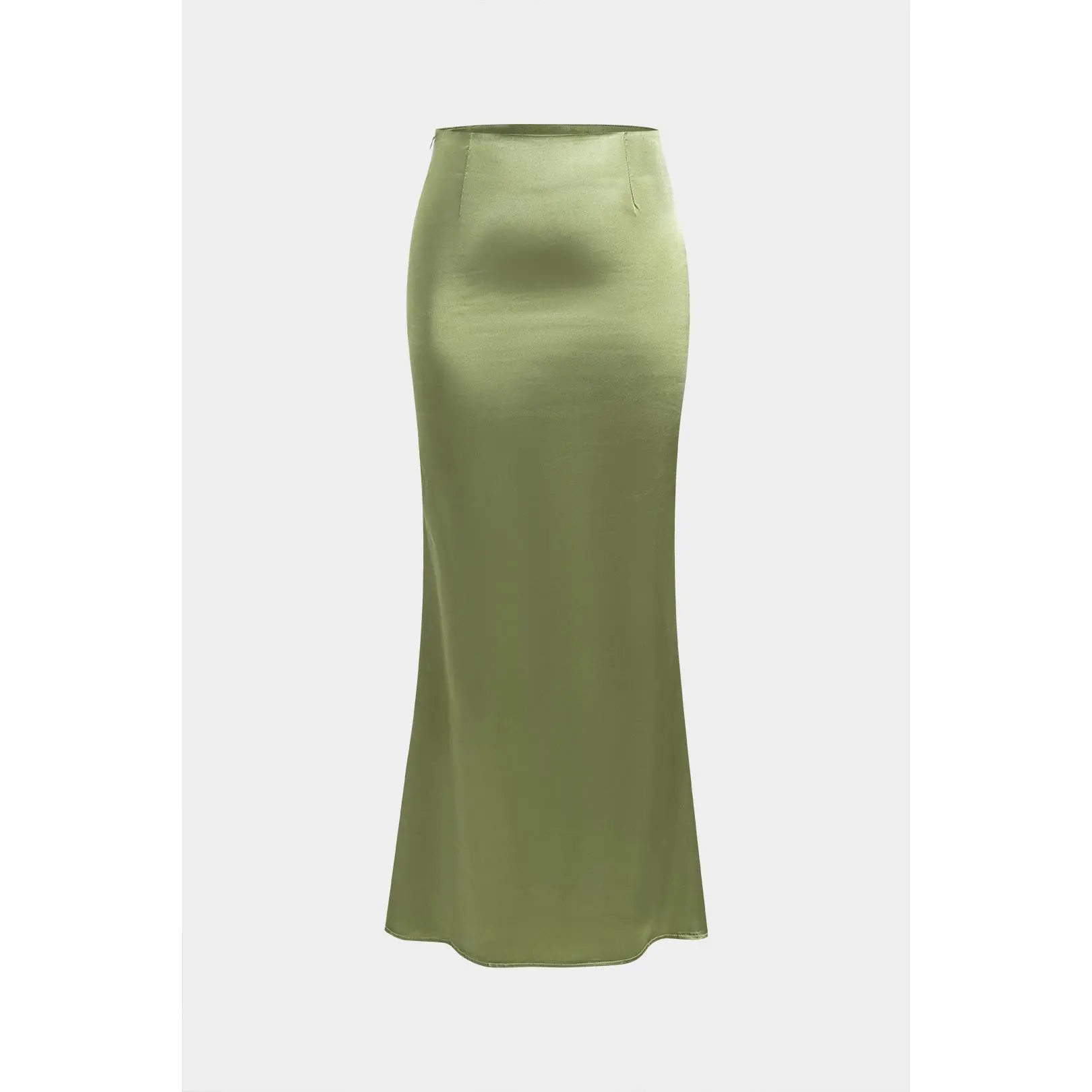 Solid Satin Zipper Skirt
