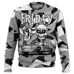 Knitted Sweater To Match Black Wolf Grey 12s - Friday Funny Retro MXS